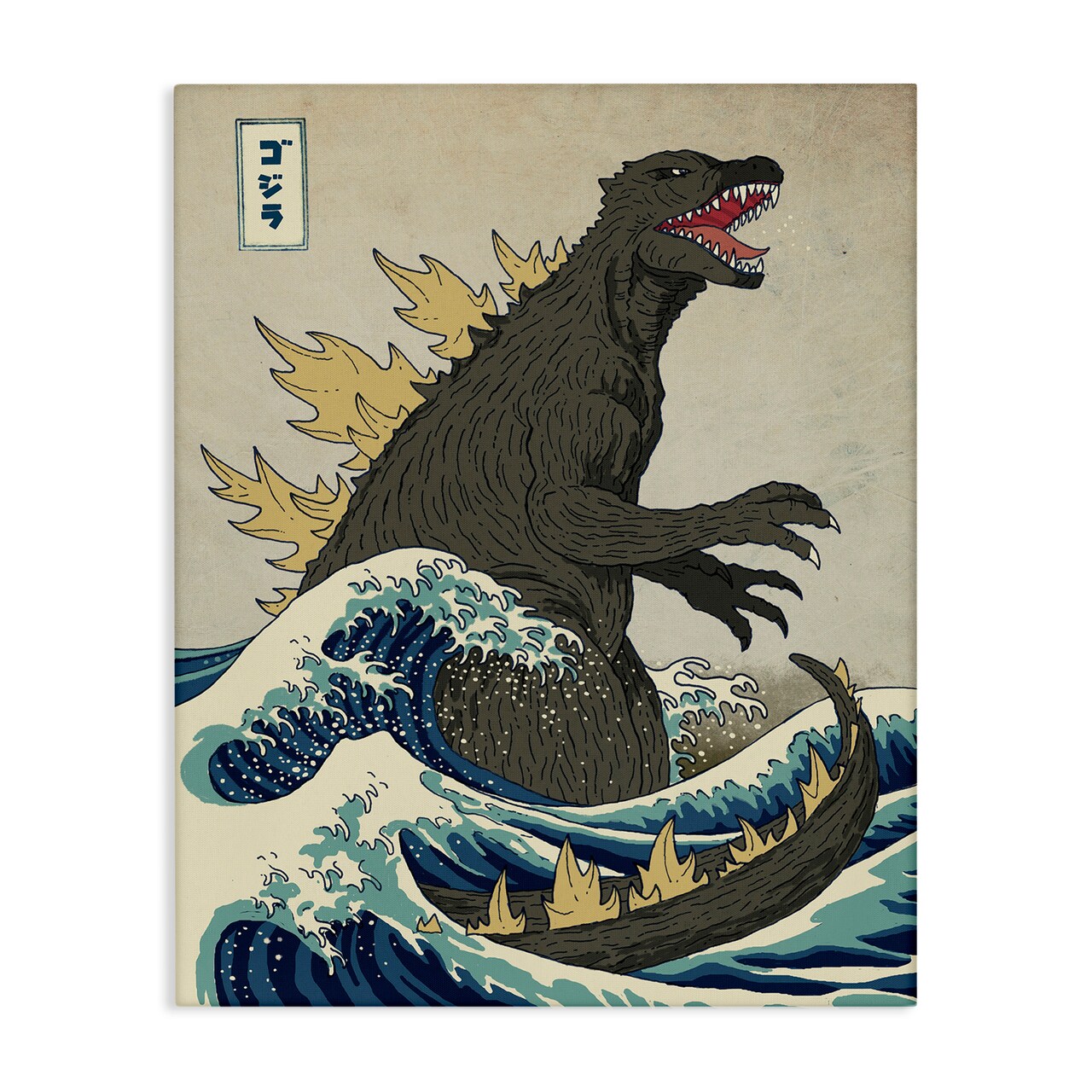 Stupell Industries Nautical Godzilla Eastern Style Illustration Canvas Wall Art